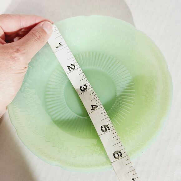 Fire King Anchor Hocking Jadite Saucer Only Lancaster Alice Floral Green Vtg - Picture 6 of 6